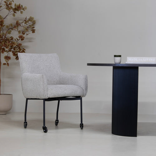 DÉJA Living Eetkamerstoel Arboga - Taupe/Zwart - Incl. Wielen - Set van 2