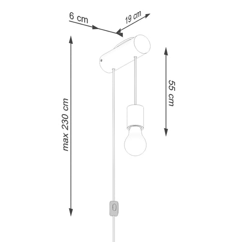 Sollux Lighting Wandlamp NIMBI E27 met schakelaar - 6x19x55cm