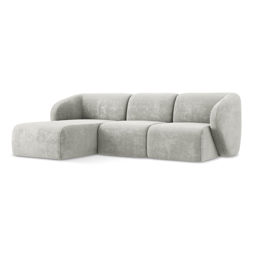LaMiaSofa hoekbank links Cervo - chenille stof - lichtgrijs - 248x166x94