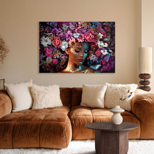 Reinders Sparkling Floral glasschilderij -  meerkleurig/multi color - woonkamer - 78x116cm
