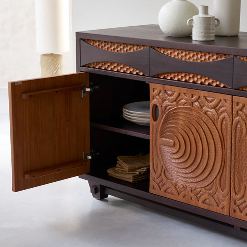 Tikamoon Massieve mahoniehouten buffetkast 180 cm - Bruin - vtwonen shop