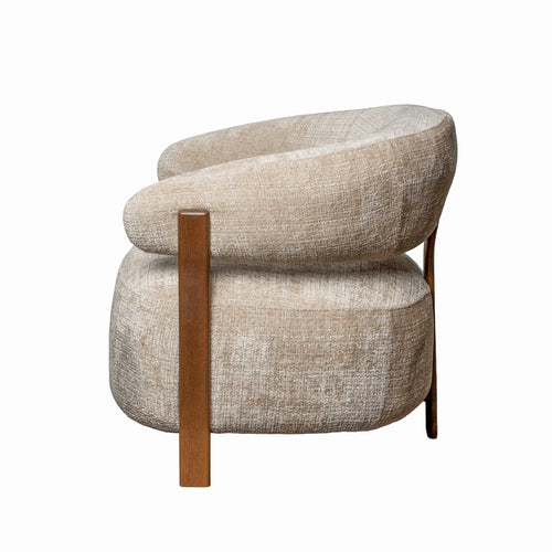 DÉJA Living Fauteuil Kalmar - Taupe/Walnoot Stof - 76x71x70cm