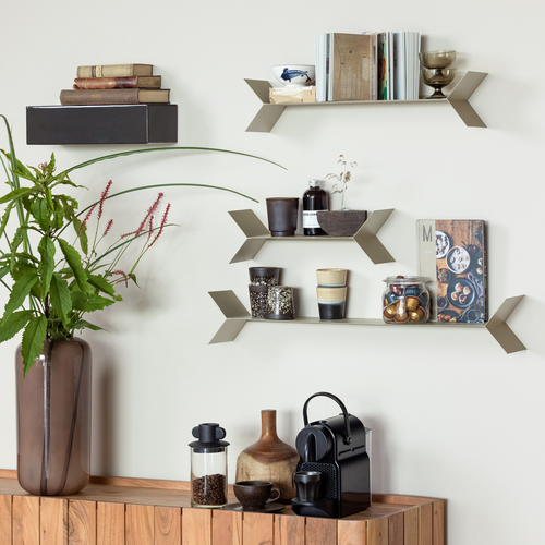 WOOOD vaas Arles - Glas - Bruin Met Streep Donkerbruin - 40x20x20
