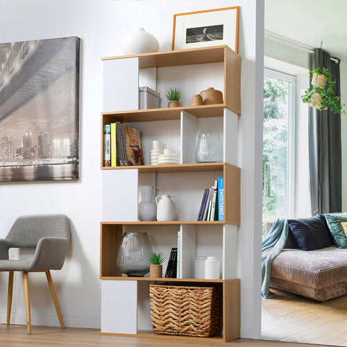 Calicosy - Boekenkast Woonkamer - Wit - 29,5x80x173,5 cm