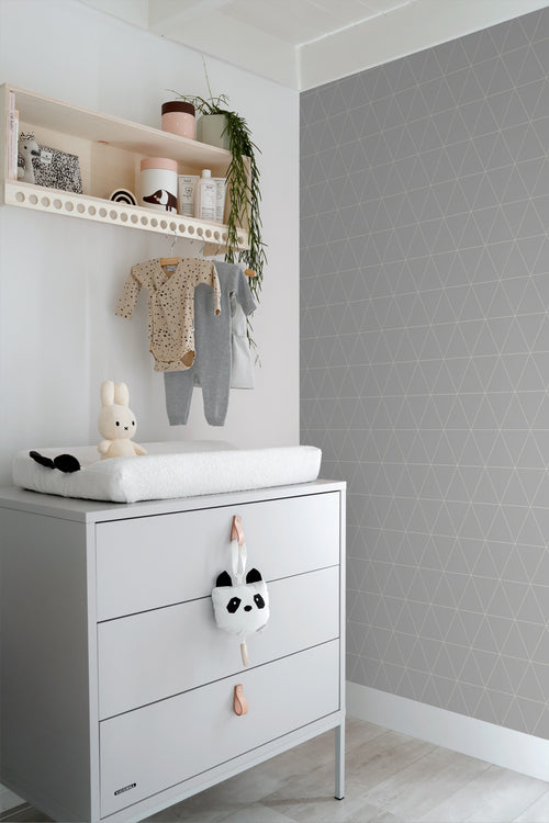 ESTAhome behang grafische driehoeken warm grijs - 50 x 900 cm - 139813 - vtwonen shop