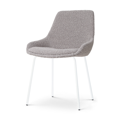 Nolon Nora-Isa Eetkamerstoel Bouclé Taupe - Stof - Wit Onderstel