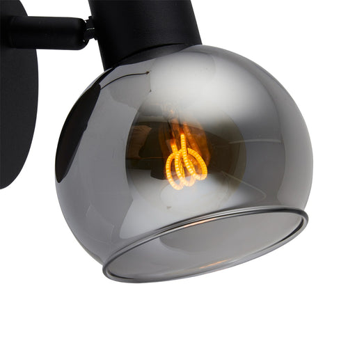 Lighto | Art deco spot zwart met smoke glas | Juna - vtwonen shop