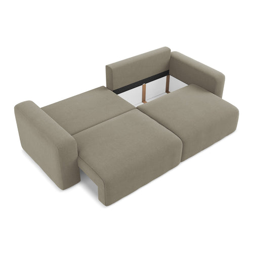 LaMiaSofa 3-zits slaapbank Ostia - textuurstof - donkerbeige - 244x102x79