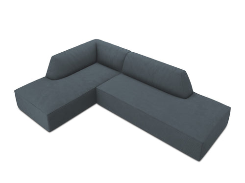 Micadoni linker hoekbank Ruby 4-zits, ribfluwelen, blauw - 180x273x69cm