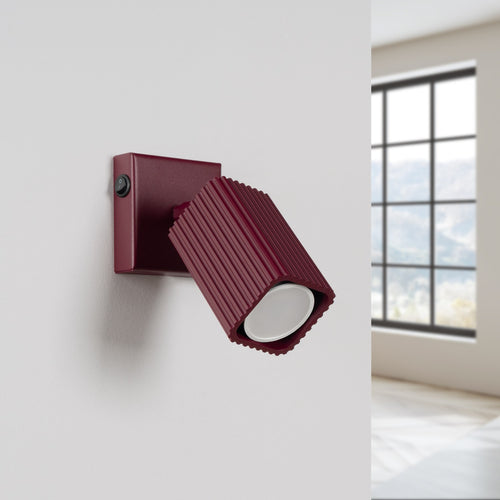 Sollux Lighting Wandlamp RAYO bordeaux met schakelaar - 8x16x16cm