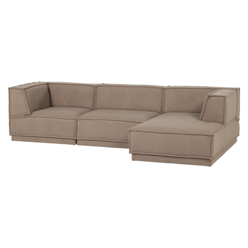 WOOOD chaise longue bank rechts Manu - Teddy - Taupe - 73x286x160