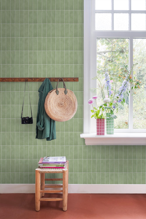 ESTAhome behang tegelmotief groen - 50 x 900 cm - 131540 - vtwonen shop