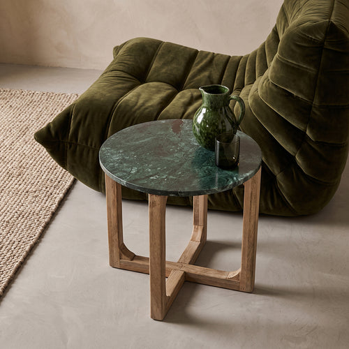 Raw Materials marmeren bijzettafel - groen - 50 cm