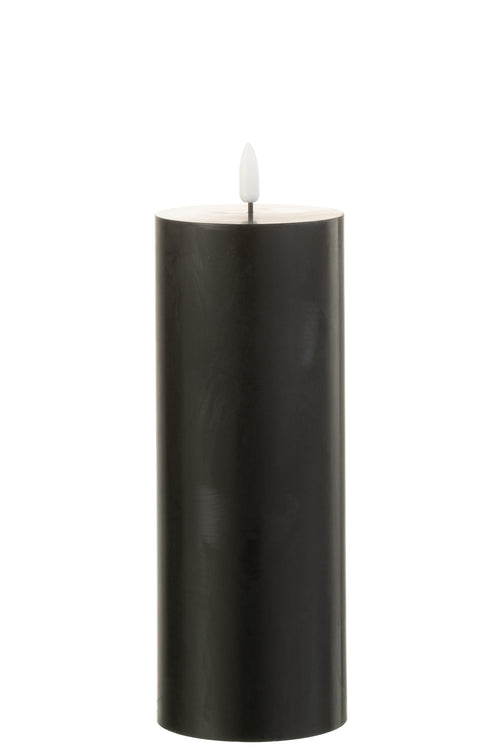 J-Line cilinderkaars - zwart - large - LED lichtjes