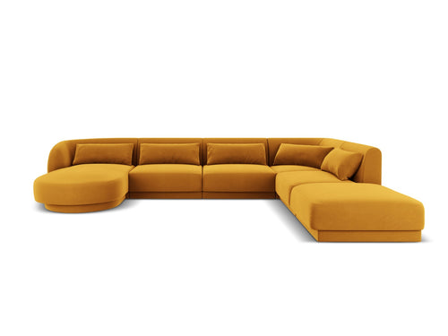 Cosmopolitan Design Panoramische hoekbank rechts Tulum 6-zits, flueel, geel - 255x330x70cm