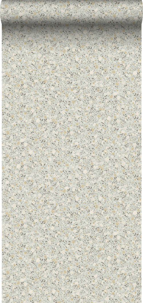 Sanders & Sanders behang bloemetjes vergrijsd groen en beige - 53 cm x 10 m - 640397 - vtwonen shop