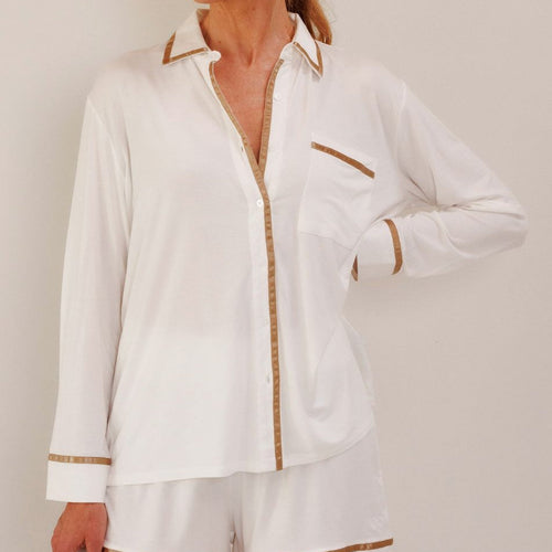Coco & Cici - TENCEL Pyjama Shirt Dames Off White - L