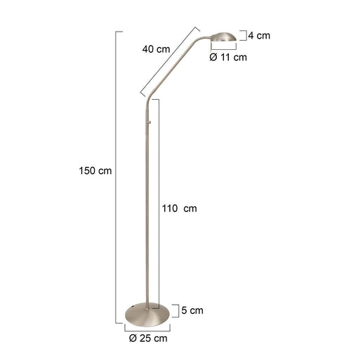 Mexlite vloerlamp - 1 lichts - 45x 180 cm - mat chroom - vtwonen shop