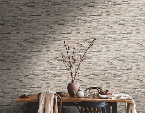 Livingwalls behang steen beige en bruin - 53 cm x 10.05 m - AS-388161 - vtwonen shop