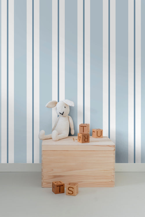 Sanders & Sanders behang strepen blauw - 53 cm x 10 m - 640310
