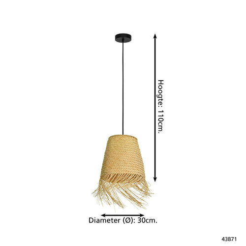 EGLO  hanglamp Aycliffe - e27 - ø 30 cm - zwart/hout - vtwonen shop