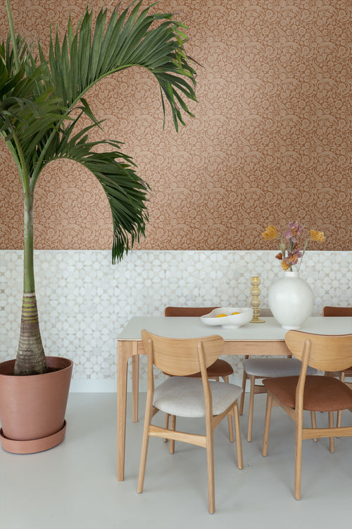 ESTAhome behang bloemmotief terracotta bruin - 50 x 900 cm - 139786 - vtwonen shop