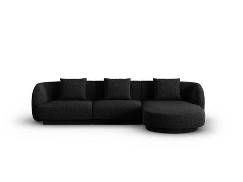 Cosmopolitan Design rechter hoekbank Tulum 4-zits, chenille, zwart - 156x255x70cm