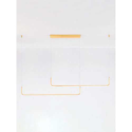 Nova Luce STRITA Hanglamp voor in de vorm van een bar, messing goud, Triac dimbaar, LED, 40W, 2856lm, 3000K