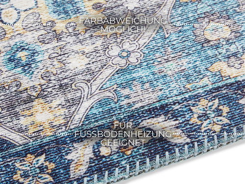 Carpet Kashmir Ghom in Oriental-Optic Denim Blue 200x290 cm
