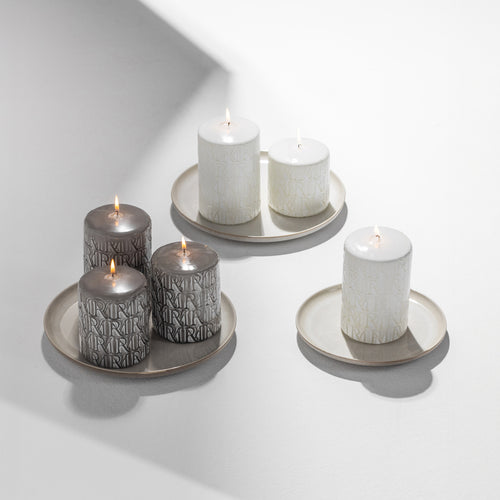 Rivièra Maison RMMonogram PillarCandle white9,5x10 - Paraffine - Wit - vtwonen shop