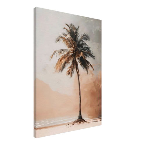 Artfulprints Canvas Palm tree on the beach canvas - 50x70 cm - beige