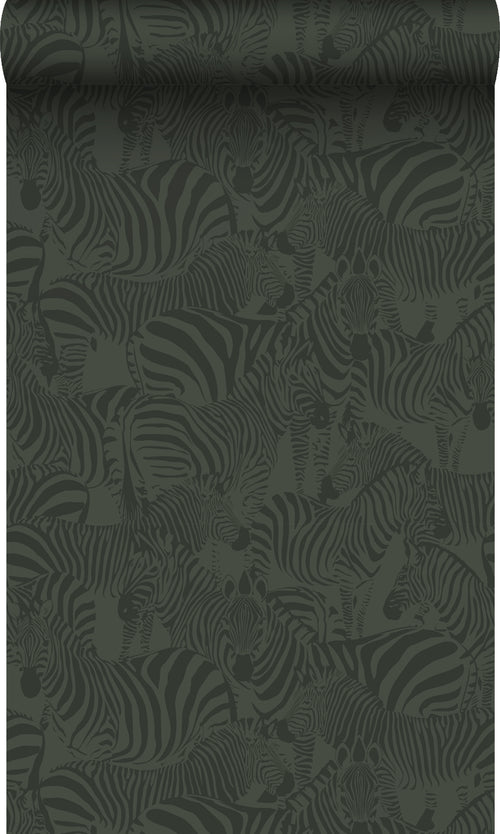 Origin Wallcoverings behang zebra's donkergroen - 50 x 900 cm - 347913