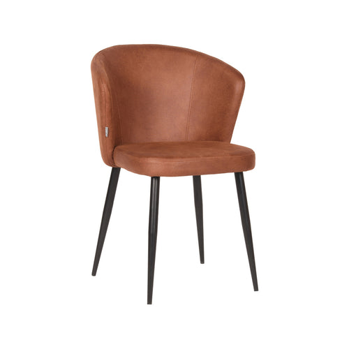 LABEL51 Eetkamerstoel Wave - Cognac - Zithoogte 50cm - Set van 2