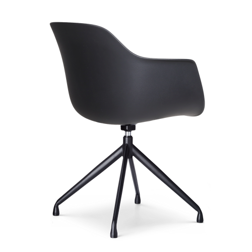Nolon Nola-Liz draaibare eetkamerstoel zwart met nougatbruin zitkussen - zwart onderstel