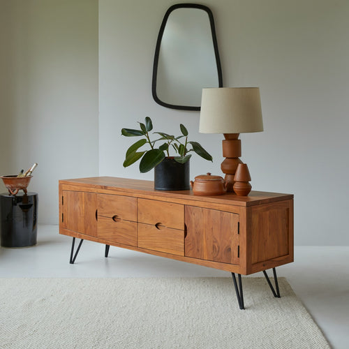 Tikamoon Massief acacia tv-meubel 180 cm - Donkerbruin - vtwonen shop