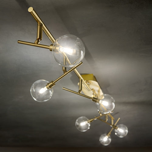 Ideal Lux Maracas - 6 Lichts Plafondlamp Antiek Messing