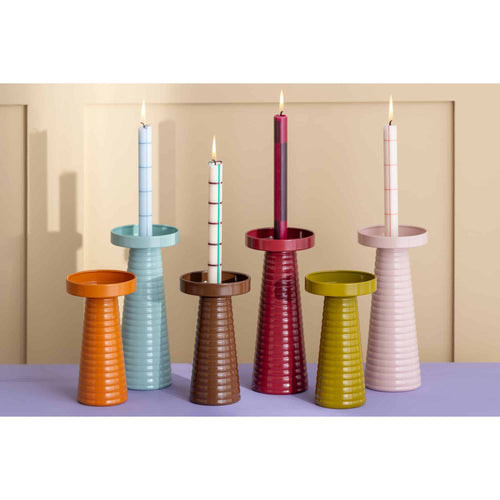 Present Time kandelaar Catania Ribbed - rood - Ø11cm