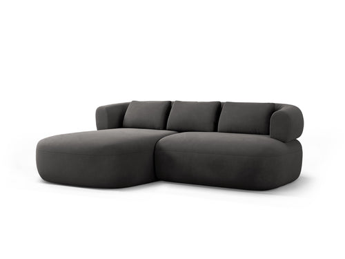 Micadoni linker hoekbank Jenny 5-zits, flueel donkergrijs - 145x200x73cm