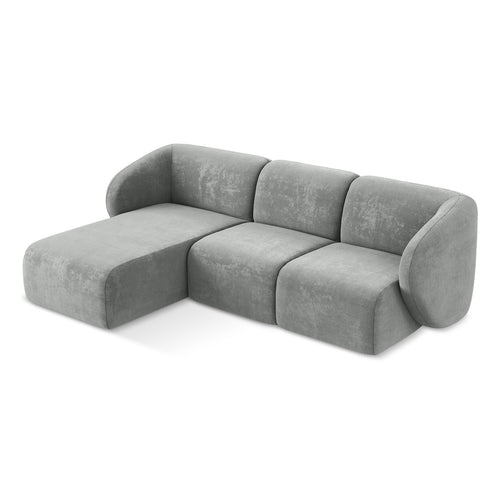 LaMiaSofa hoekbank links Cervo - chenille stof - grijs - 248x166x95