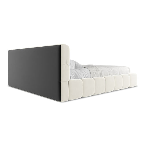 LaMiaSofa Bed met opbergruimte Roma - velours - lichtbeige - 200x228x82