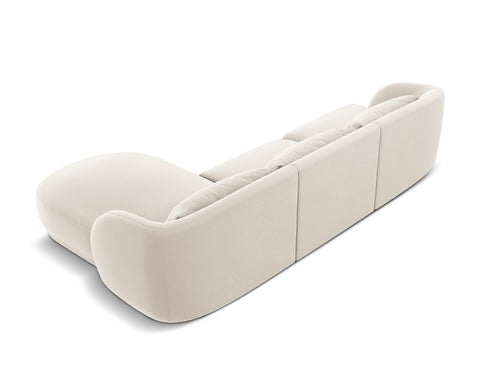 Cosmopolitan Design rechter hoekbank Tulum 4-zits, flueel, lichtbeige - 156x255x70cm