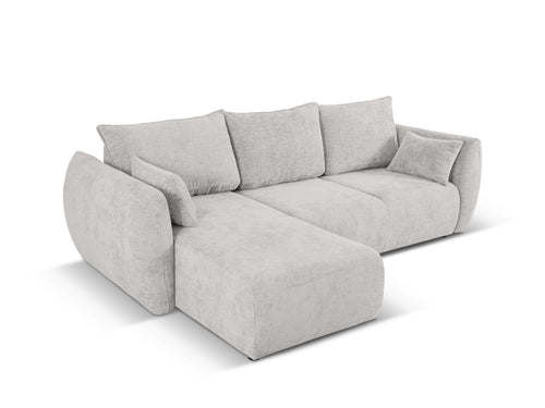 Cosmopolitan Design Uitklapbare hoekbank links met opbergdoos Matera 4-zits, chenille, lichtgrijs - 173x253x86cm