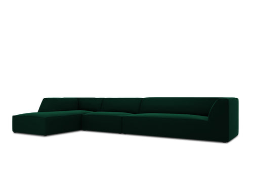 Micadoni linker hoekbank Ruby 5-zits, flueel, flessengroen - 180x366x69cm