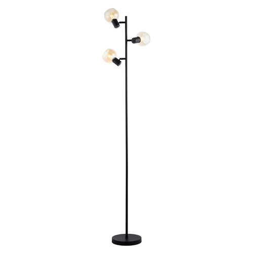 Lighto | Art deco vloerlamp zwart met goud glas 3-lichts | Juna