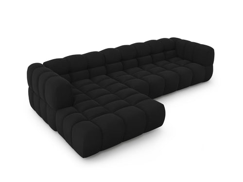 Cosmopolitan Design Modulaire hoekbank links Sky 4-zits, flueel, zwart - 162x300x70cm