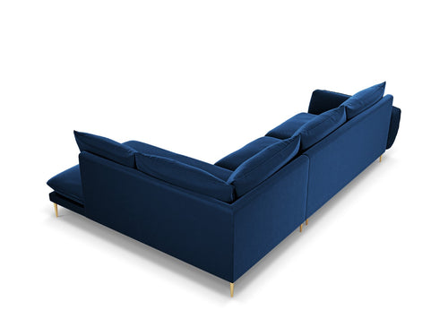 Cosmopolitan Design rechter hoekbank Vienna 6-zits, flueel, koningsblauw - 185x275x95cm