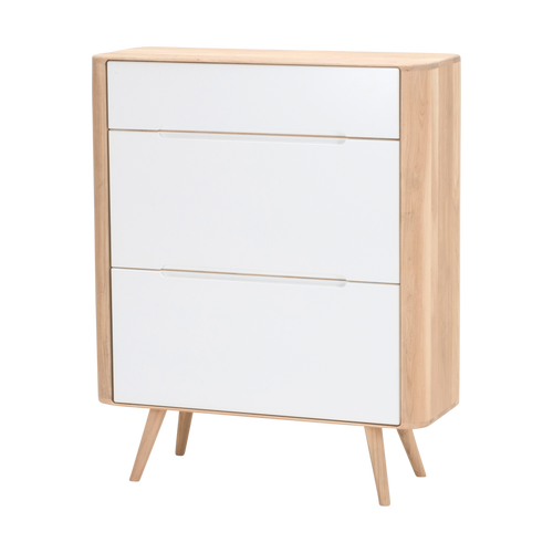 Gazzda Ena shoe cabinet houten schoenenkast whitewash - 90 x 110 cm - vtwonen shop