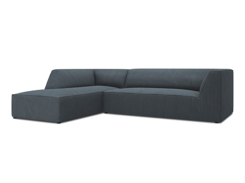 Micadoni linker hoekbank Ruby 4-zits, ribfluwelen, blauw - 180x273x69cm