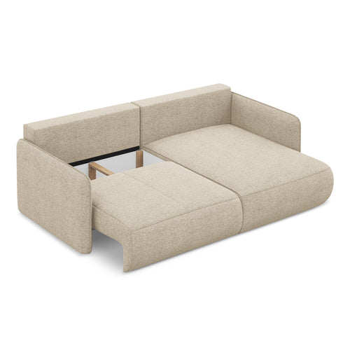 LaMiaSofa hoekbank rechts Palermo - chenille stof - donkerbeige - 207x148x86