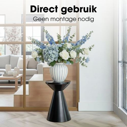 Mica Decorations Jim Bijzettafel - Bijzettafel Rond H45 x Ø31 cm - Ijzeren Tafeltje voor Woonkamer of Slaapkamer - Plantentafeltje - Nachtkastje